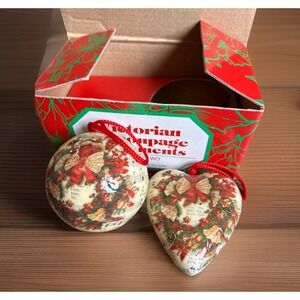 Vintage Victorian Decoupage Sheet Music Ornaments Original Box Taiwan Christmas